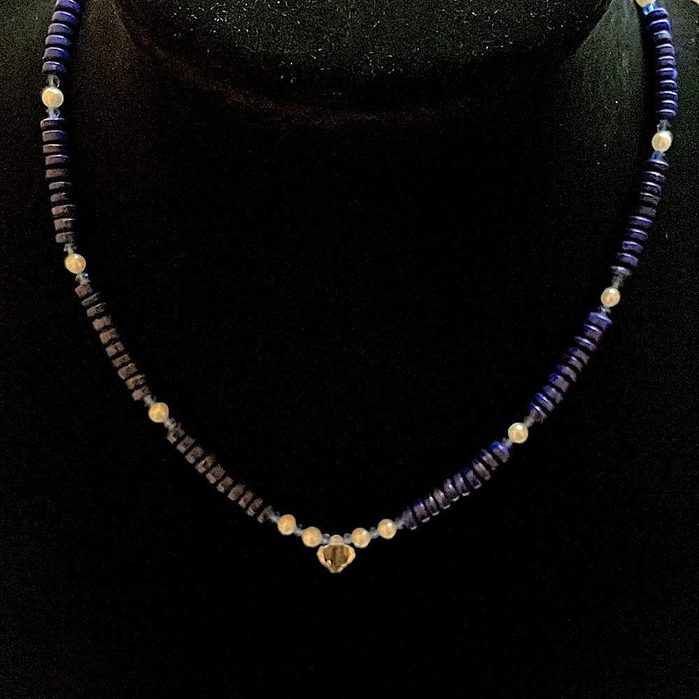 Beautiful Lapis, Pearl and Crystal Necklace